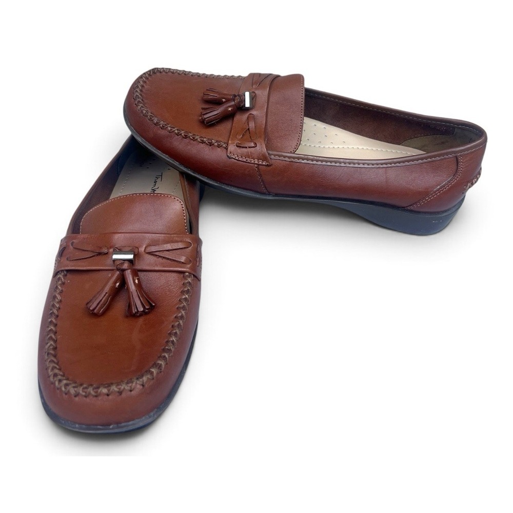 Thom McAn Womens 10W Brown Leather Tassel Loafers Moc Toe Comfort Shoes